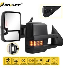 lot 6287 image: Sanooer Towing Mirrors for 2003-2007 Chevy Silverado Suburban Avalanche Tahoe GMC Sierra Yukon Cadillac Escalade with Power Glass Turn Signal Light Backup Lamp Heated Extendable Pair Set