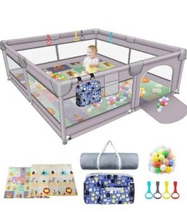 lot 6312 image: Baby Playpen 79 X 71 , LUTIKIANG Play Yard for Babies and Toddlers with Mat, Safety Extra Large Baby Fence Area, Indoor & Outdoor Kids Activity Play Center with Anti-Slip Suckers and Zippe
