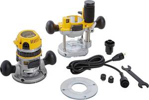 lot 6094 image: DEWALT Router FixedPlunge Base Kit, Variable Speed, 12-Amp, 2-14-HP (DW618PK)