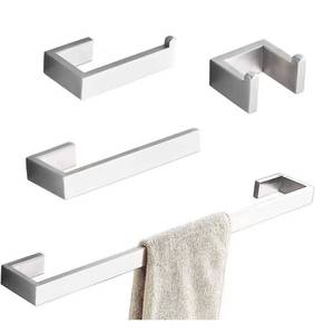 lot 4153 image: Towel Bar Set, 4Pcs Bathroom Hardware Accessory Set Brushed Nickel, SUS304 Stainless Steel Bath Hardware Set, Towel Rod with Toilet Paper Holder, Towel Bar and Double Robe Hook.