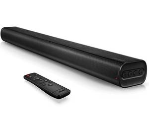 lot 4165 image: Sound Bars for TV, SAKOBS 80W TV Sound Bar with Built-in Subwoofer & Deep Bass, 2.1Ch TV Speakers Soundbar with Bluetooth 5.0  HDMIOptAUX Connectivity Home Theater System