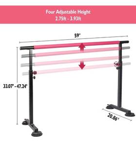 lot 4167 image: FBSPORT Adjustable Ballet Bar, 5ft Freestanding Ballet Bar, Ballet Barre Portable for Home Kids Adults