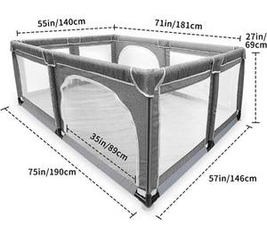 lot 4169 image: YOBEST Baby Playpen, Extra Large Play Pens for Babies, Toddlers and Kids, Indoor and Outdoor Play Yard Activity Center with Gate, Sturdy Safety Playpen with Soft Breathable Mesh for Play Area, Gray