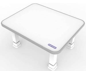 lot 4176 image: Baby Care Kids Folding Floor Table wAdjustable Heights - for Play, Reading, and Snack Time and More (WhiteGrey)