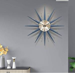 lot 4183 image: Mid Century Metal Wall Clock, Large Starburst Decor Clock for Living Room, Bedroom, Office, 3D Silent Clock, Battery Operated, L
