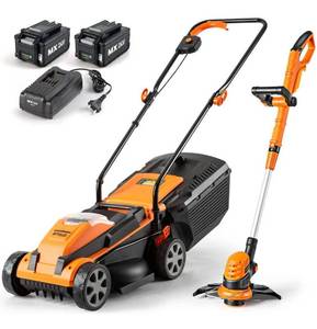 lot 4201 image: LawnMaster 20VMWGT 24V Max 13-inch Lawn Mower and Grass Trimmer 10-inch Combo with 2x4.0Ah Batteries and Charger