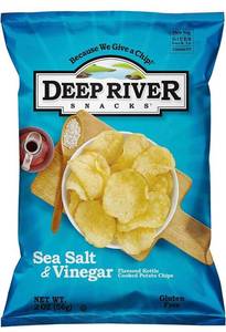 lot 4211 image: Deep River Snacks Sea Salt & Vinegar Kettle Cooked Potato Chips, 2 Ounce (Pack of 24)