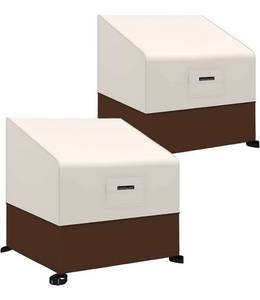 lot 4213 image: AAAAAcessories Patio Deep Seated Lounge Chair Covers, Waterproof and 600D Heavy Duty Outdoor Furniture Covers 2 Pack, 30 W x 37 D x 31 H, Beige and Brown