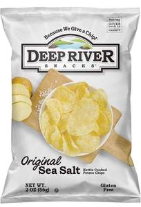 lot 4219 image: Deep River Snacks Original Sea Salt Kettle Cooked Potato Chips, 2 Ounce (Pack of 24)