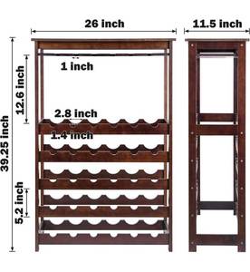 lot 4229 image: Beyond Your Thoughts Bamboo 30 Bottles Wine Rack with Glasses Holder Freestanding Wine Shelf Storage Wine Rack for Home Kitchen Dining Room Bar