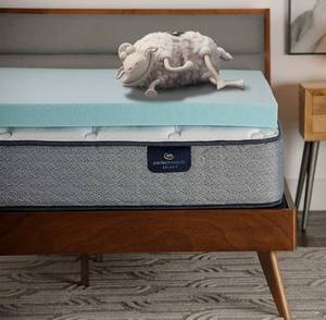 lot 4239 image: Serta ThermaGel Memory Foam Mattress Topper, Twin XL, Blue