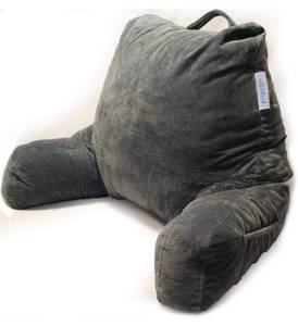 lot 4251 image: Reading Pillow Bed Wedge Large Adult Backrest Lounge Cushion with Arms and Pockets  Back Support for Sitting Up in Bed  Couch for GERD Heartburn Bedrest by ComfortSpa (Grey)