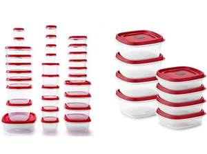 lot 4255 image: Rubbermaid Food Storage Containers, Set of 30 (60 Pieces Total), Racer Red & Easy Find Vented Lids Food Storage, Set of 8 (16 Pieces Total) Plastic Meal Prep Containers, 8-Pack, Racer Red