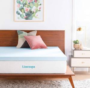 lot 4259 image: Linenspa 3 Inch Gel Infused Memory Foam Mattress Topper, Queen, 3 Inch