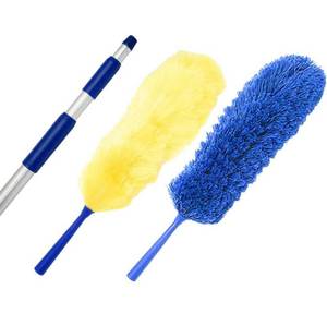 lot 4260 image: Feather Microfiber Plus Nylon Static Cobweb Duster  Reach Up To 20 Feet  Extendable 3 Tier Ceiling Fan Webster Duster Kit  Aluminum Extension Pole With Threaded Tip  U.S. Duster Co