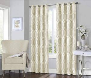 lot 4264 image: Eclipse Caprese 52 x 63 Insulated Darkening Single Panel Grommet Top Window Treatment Living Room, 52 in x 63 in, Ivory