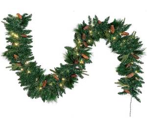 lot 4268 image: Joiedomi 9 Carolina Pine Artificial Holiday Garland with 50 Lights & Decorations