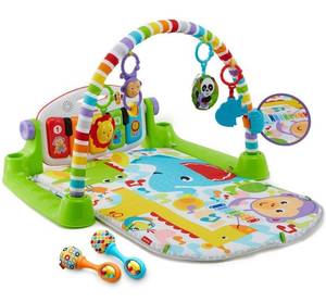 lot 4270 image: Fisher-Price Baby Gym with Kick & Play Piano Learning Toy featuring Smart Stages Educational Content and 2 Soft Maracas Rattle Toys