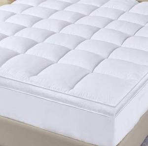 lot 4275 image: D & G THE DUCK AND GOOSE CO Extra Thick Mattress Topper (Queen), Cooling Mattress Pillowtop with Skirt, Overfilled with 95oz Down Alternative Fiber for Cloud Soft Sleeping Comfort