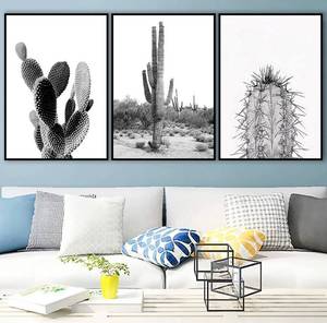 lot 4279 image: Modern Minimalist Wall Art Succulent Cactus Canvas Wall Art Black and White Poster Prints Botanical Plant Wall Art Prints Cactus Pictures Succulent Plant Canvas Prints for Living Room Deco No Frame
