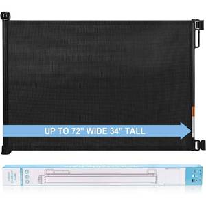 lot 4287 image: Retractable Baby Gate, PRObebi Retractable Dog Gate for Babies and Pets 34 Tall Extends to 72 Wide, Retractable Mesh Gate for Doorways, Stairs, Hallways, IndoorOutdoor (Black)