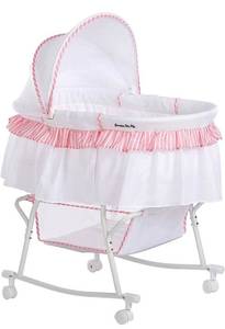 lot 4293 image: Dream On Me Lacy Portable 2-in-1 Bassinet, PinkWhite