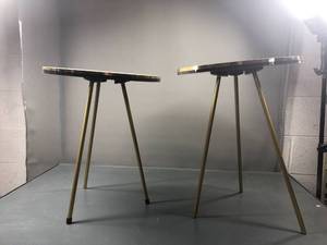 lot 4294 image: 2 leaning side tables with marble top decor