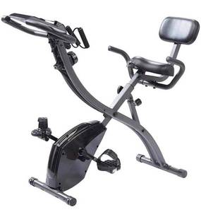 lot 4296 image: Retails for $199.99 As Seen On TV Slim Cycle Stationary Bike by Bulbhead, Most Comfortable Exercise Machine, Thick, Extra-Wide Seat & Back Support Cushion, Recline or Upright Position, Twice the Results in Half the Time