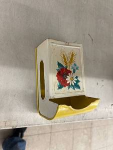 lot 11 image: vintage metal flowered match holder