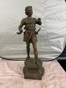 lot 3773 image: 20 inch statue appears to be brass or copper