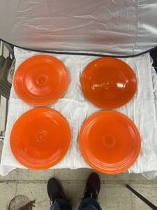 lot 3783 image: 4 orange fiesta dinner plates