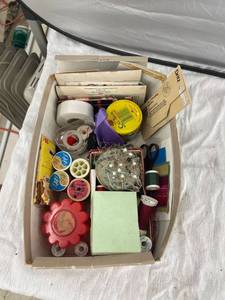 lot 3807 image: box of sewing stuff