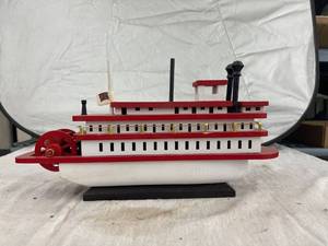 lot 3877 image: working wood paddle ship music box