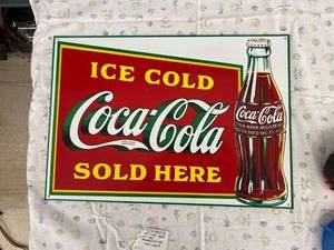 lot 3957 image: 1989 coke metal sign