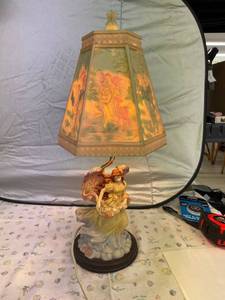 lot 4015 image: angel lamp with painted (inside) shade