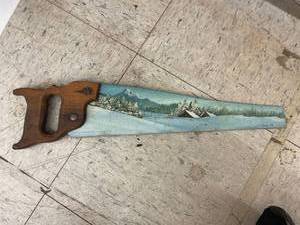 lot 4139 image: hand painted saw