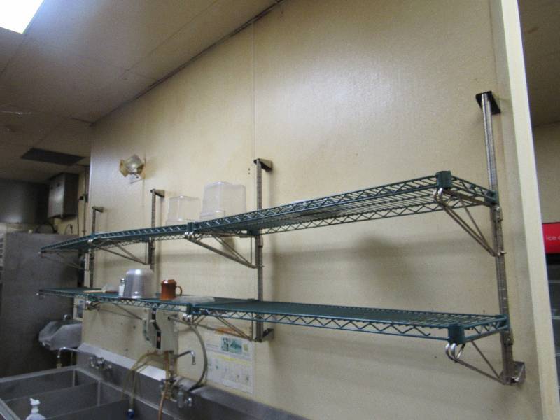 lot 141 image: (3) Sections of (2) Tier 48x18 Wall Mounted Shelving