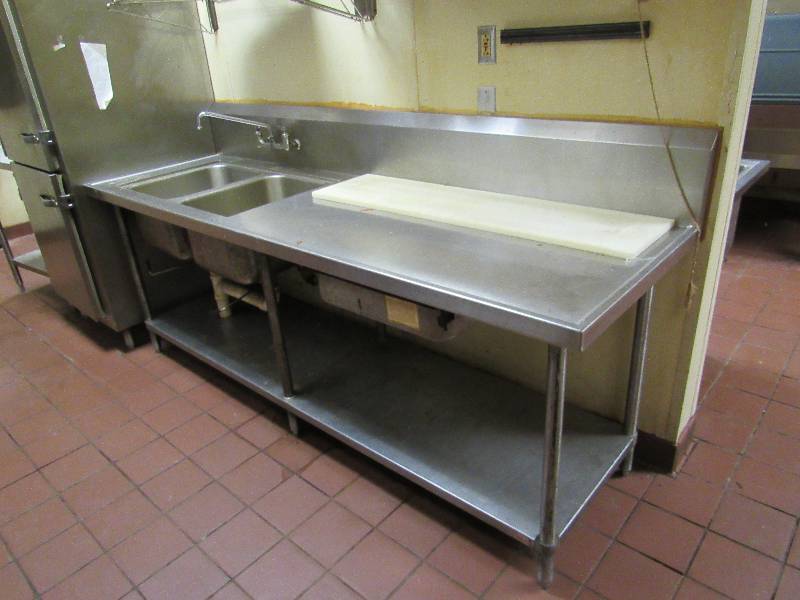 lot 143 image: 96 Fully Stainless Table W (2) Bay Sink Built In