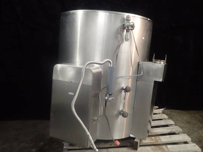 lot 3487 image: Vulcan-Hart Stainless Steel 100 Gallon Natural Gas Stationary Kettle