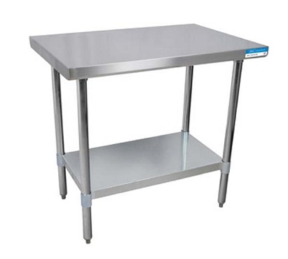 lot 3556 image: VTT-7230 BK Resources - Work Table wStainless Steel Top & 90 Degree Turndown, 72 in. x 30 in.