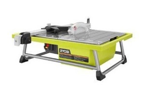 lot 1038 image: Ryobi WS722 7 Inch 4.8 Amp Portable Tabletop Wet Tile Saw with Miter Guide and Induction Motor (New Open Box) - Retail $159.99