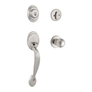 lot 1043 image: Kwikset Dakota Sgl Cyl Handleset wPolo Door Knob in SN Handle Sets