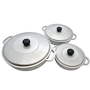 lot 6907 image: IMUSA USA Traditional Colombian Natural Caldero Glass Lid & Steam Vent 3-Piece (3.57.011.0 Quart) Dutch Oven Set (B09Y2JN58R), Silver
