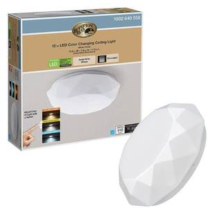 lot 7599 image: 12 in. Diamond Design 3000K 4000K 5000K Selectable LED Flush Mount Ceiling Light 910 Lumens Dimmable Energy Star