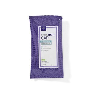 lot 7618 image: Medline ReadyBath Freshly Scented Rinse-Free Shampoo and Conditioning Cap, Pack Of 4