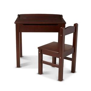 lot 7678 image: Wooden Lift-Top Desk & Chair - Espresso