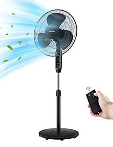 lot 7747 image: PELONIS 16 Pedestal Remote Control, Oscillating Stand Up Fan 7-Hour Timer, 3-Speed and Adjustable Height, PFS40A4BBB, Supreme 16-Black (B08SWFZH32)