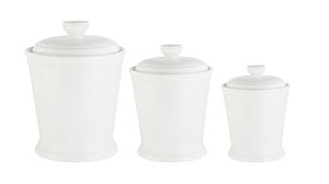 lot 1025 image: American Atelier Bianca Dots Canister Set 3pc Ceramic Jars