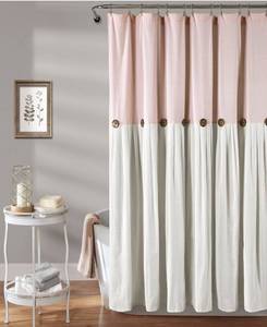 lot 628 image: Linen Button 72 x 72 Shower Curtain Bedding