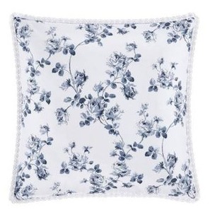 lot 6973 image: Rialto Chelsea Sham, European Bedding, White With Blue Rose Design, 26 x 26, 2 Pack